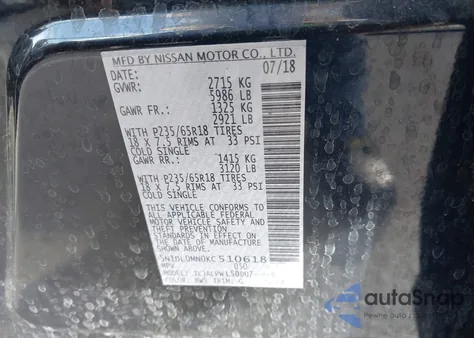 2019 Infiniti Qx60 Pure from USA, damaged, VIN 5N1DL0MN0KC510618